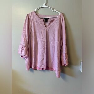 Preswick and Moore ruffle sleeve striped blouse